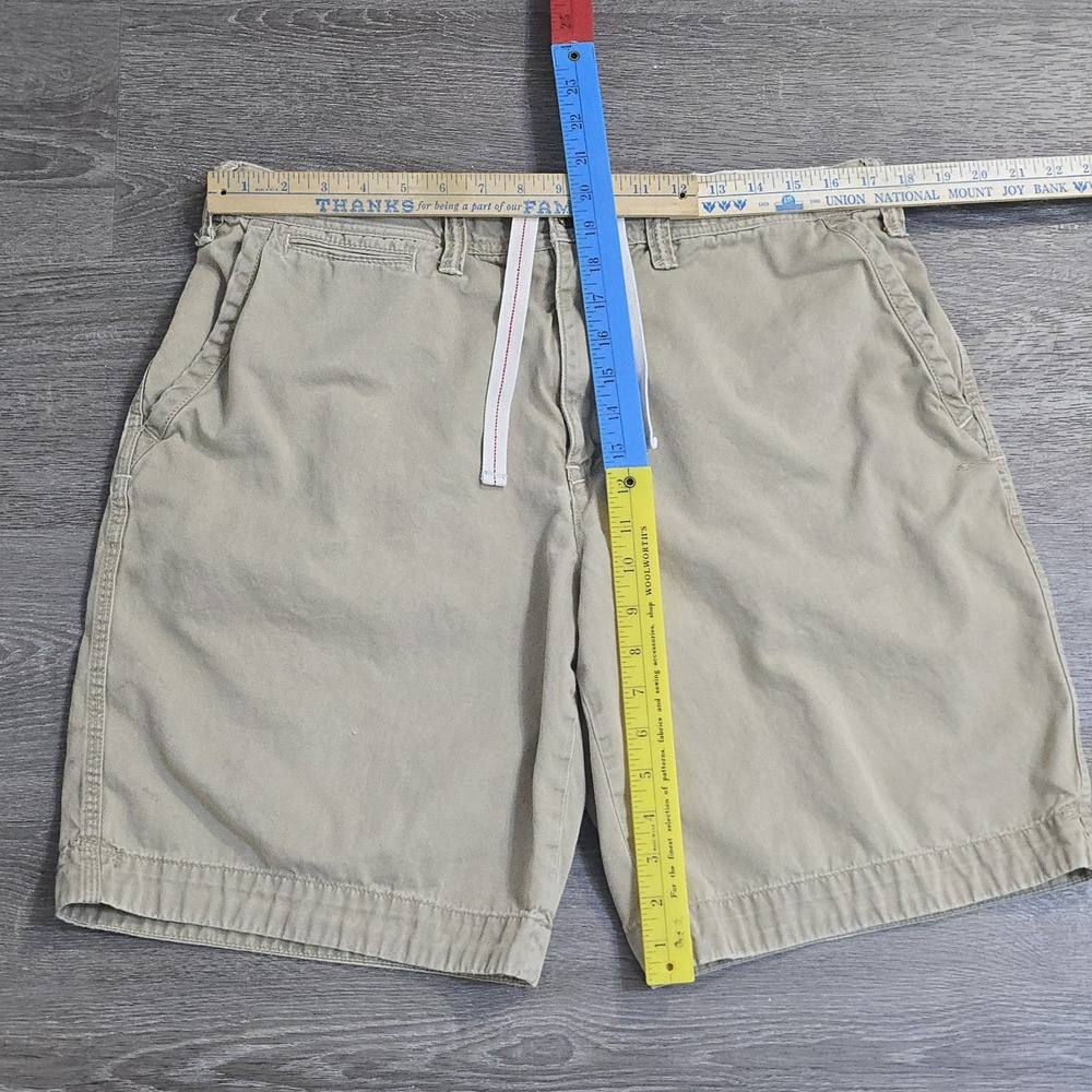 VTG Polo Ralph Lauren Bermuda Chino Shorts Drawstring Talon Zip Flap Pockets 35 - Picture 12 of 14